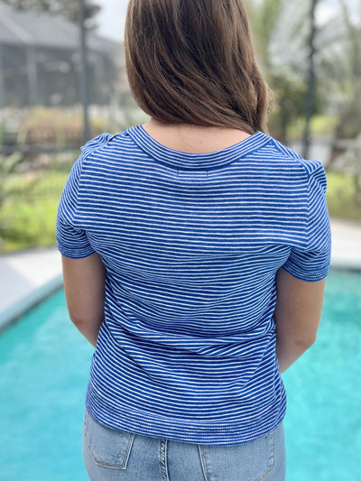 Simone Knit Tee In Palace Blue Stripes By Hatley