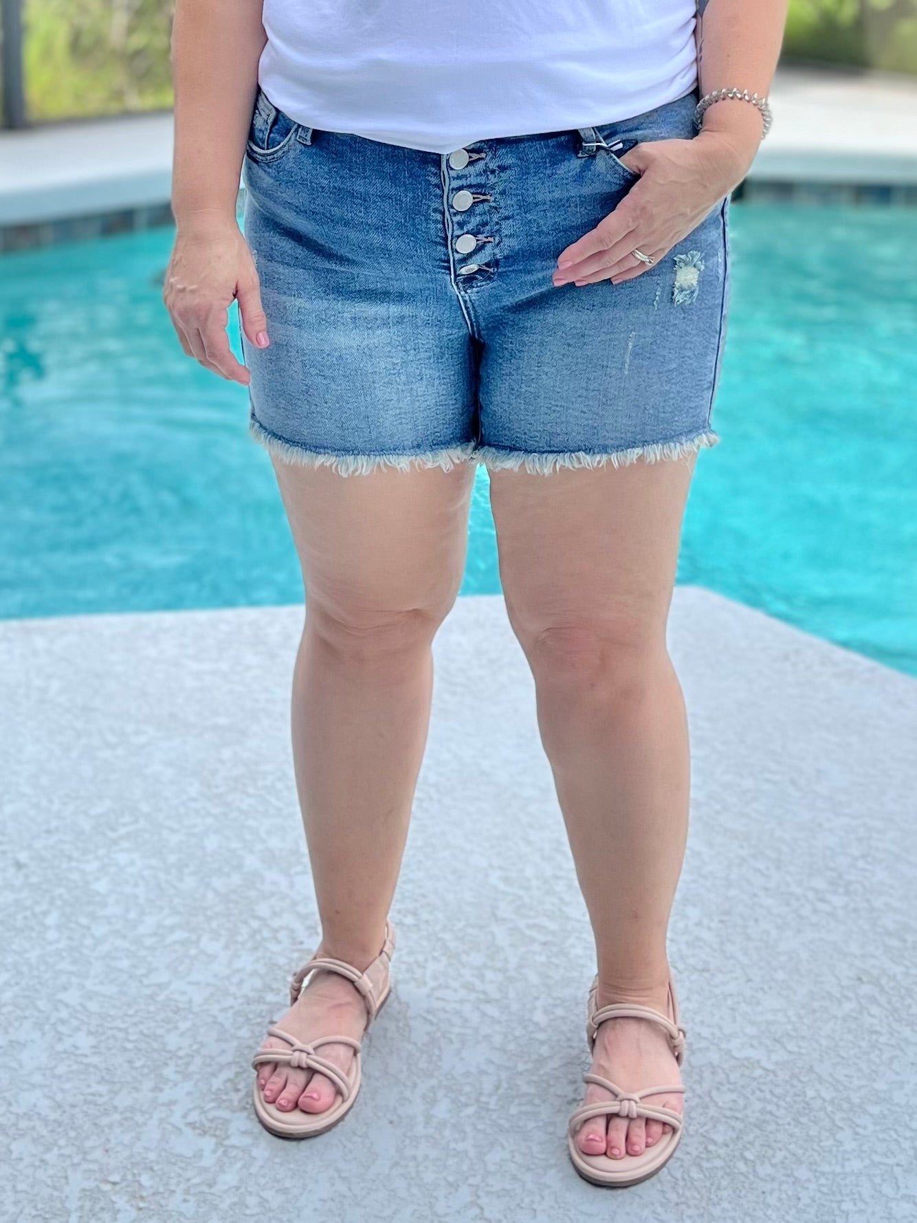 Don't Be So Buttoned Up Shorts By Judy Blue