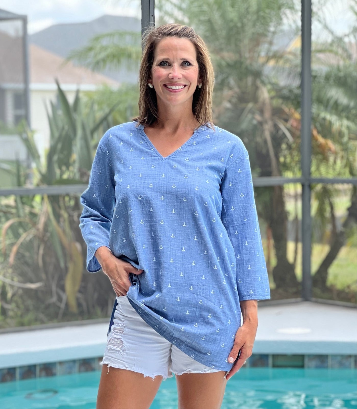 Delray Beach Tunic In Anchors By Capelton Road