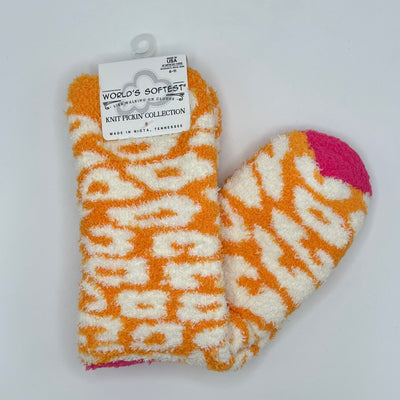 World's Softest Sock Knit Pickin' Collection - Orange Multi Leopard