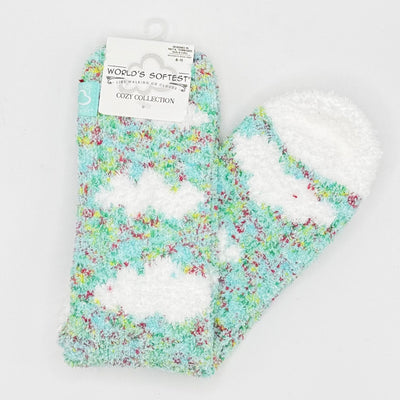 World's Softest Sock Cozy Collection - Cloud Aqua Blue Confetti - Crew