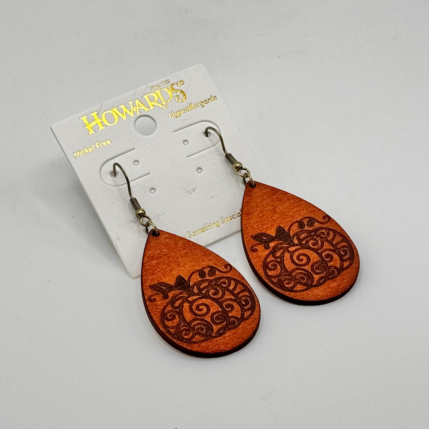 Halloween Jewelry Collection By Howards - Wood Drop Pumpkins - Earrings