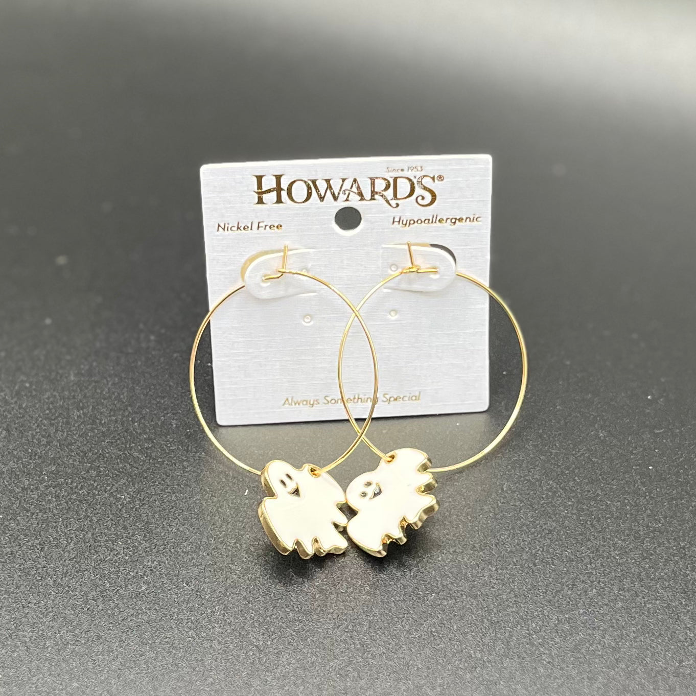 Spooktacular Earrings - Gold Tone Earring With Ghost Charm White