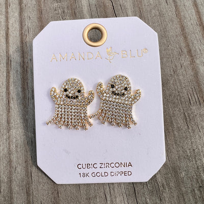 Spooktacular Earrings - Gold Fringe Ghost