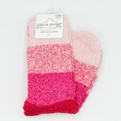 World's Softest Sock Cozy Collection - Pink Ombre - Crew