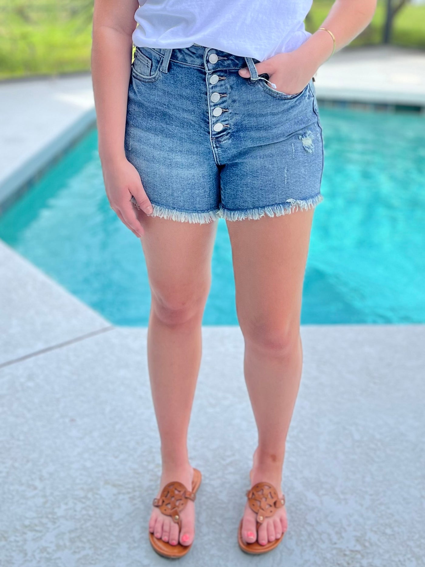 Don't Be So Buttoned Up Shorts By Judy Blue