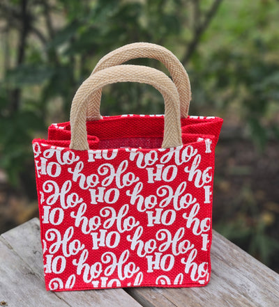 Holiday Gifts From The Royal Standard - Petite Gift Tote / HoHoHo Script (7" x 7" x 5")