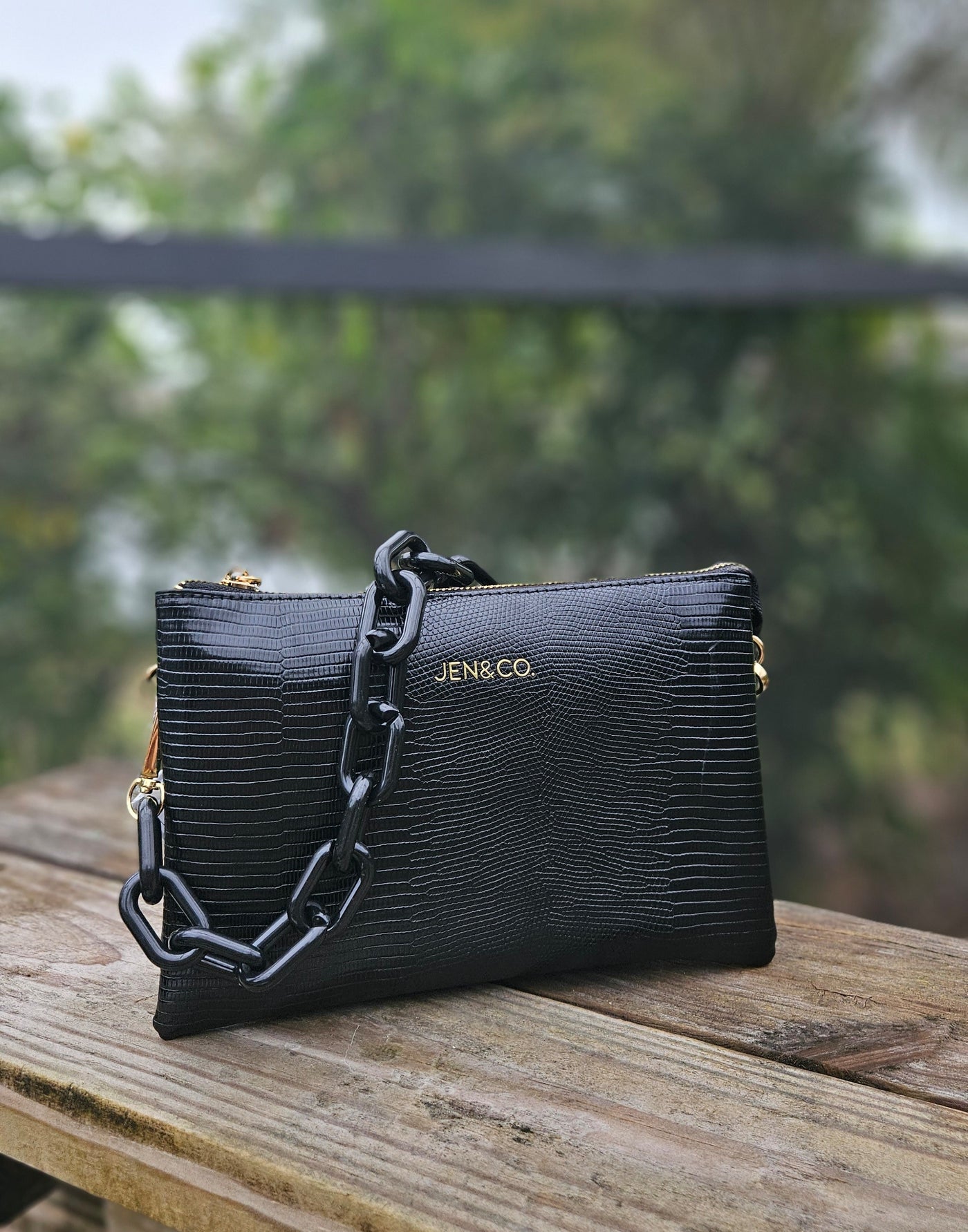 The Izzy Bag - Lizard - Black