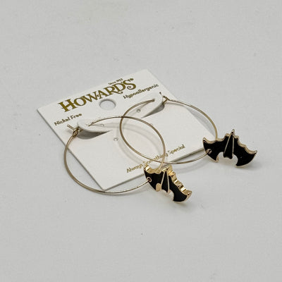 Halloween Jewelry Collection By Howards - Black Bat Hoops - Earrings