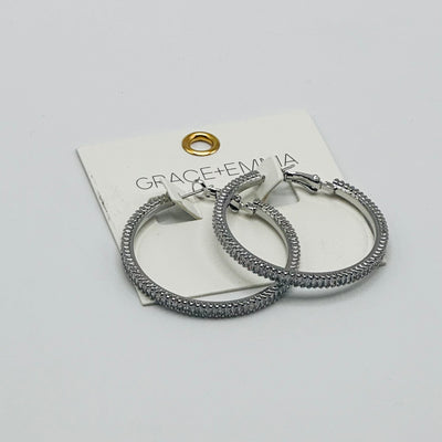 Jewelry By Southern Grace - Large Silver Glow Frostbite Hoops