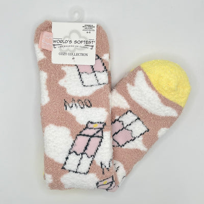 World's Softest Sock Cozy Collection - Moo Milk - Crew