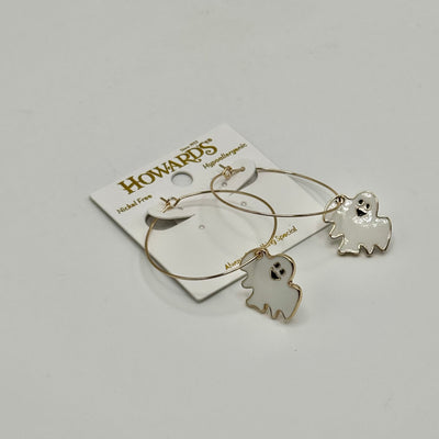 Halloween Jewelry Collection By Howards - Ghost Hoops - Earrings