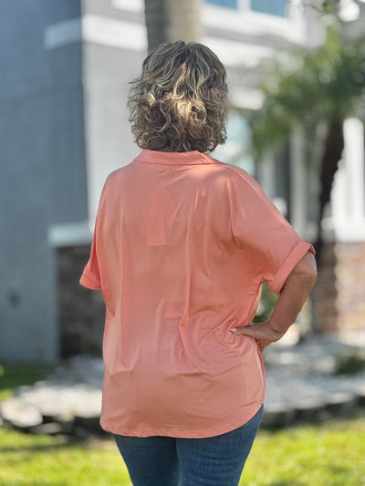 The Cara Top - Light Coral