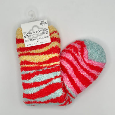 World's Softest Sock Knit Pickin' Collection - Orange Multi Zebra