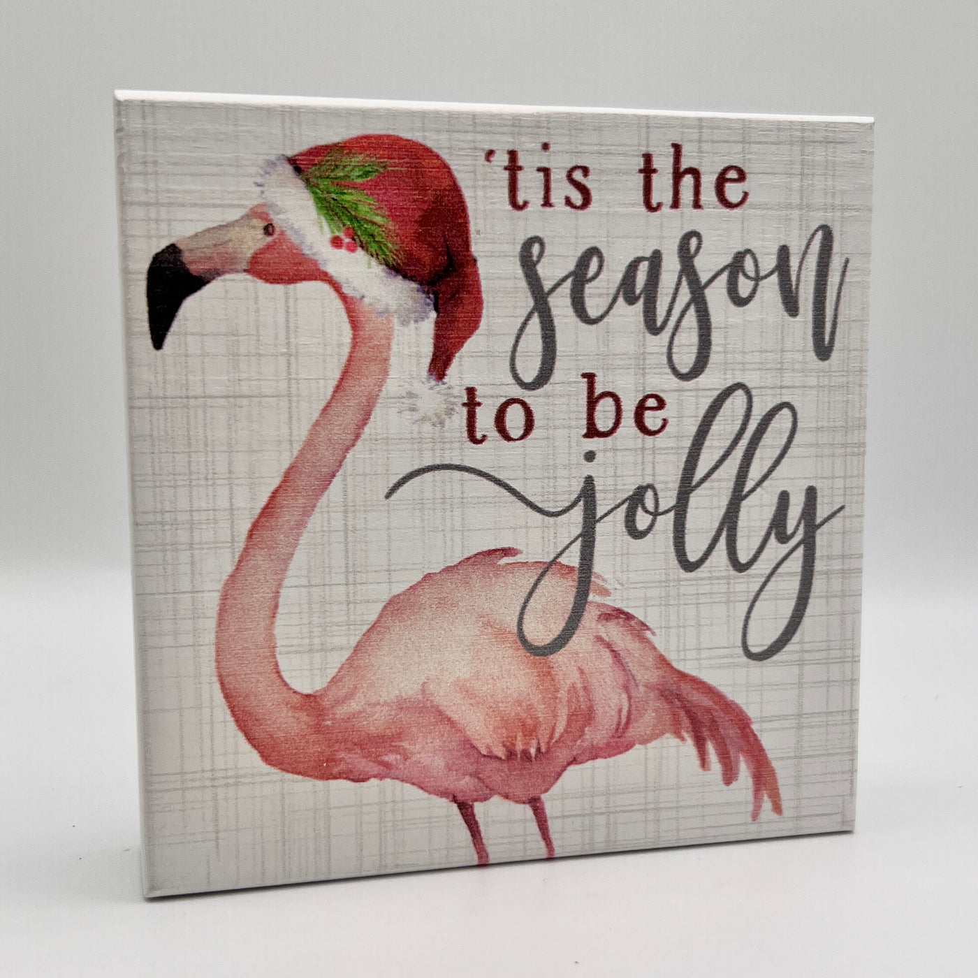 Winter Holiday Decor By Sincere Surroundings -5.5" x 5.5" - Jolly Flamingo