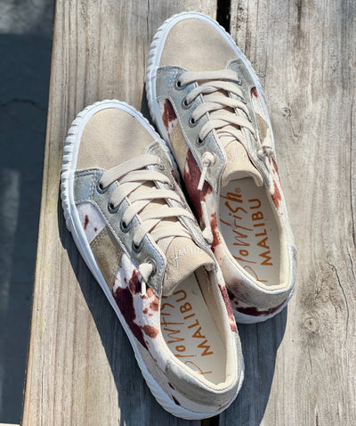 Wave Sneakers by Blowfish in Cream Spots/Faux Pony Hair