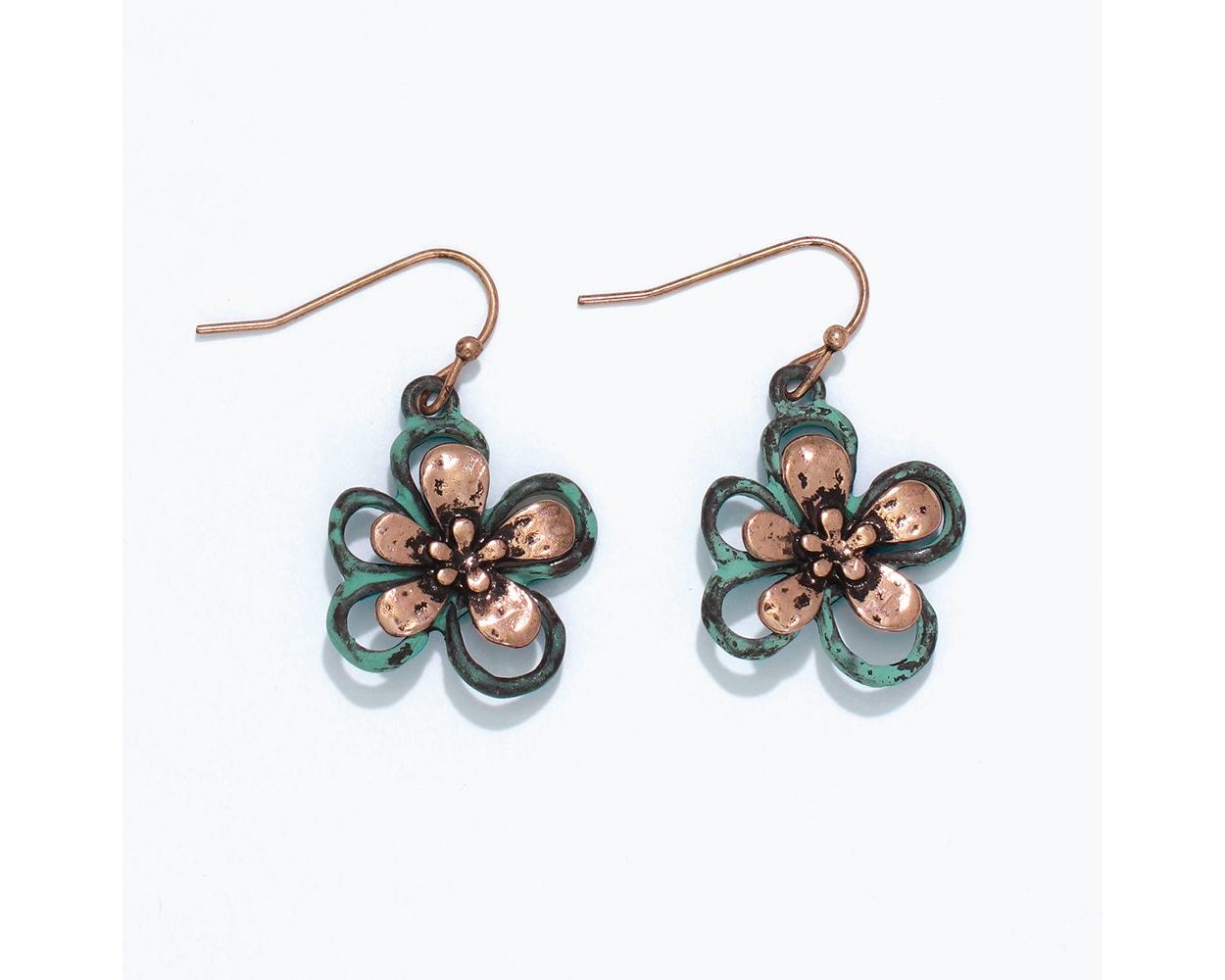 Earring Collection 3 By Periwinkle - Patina And Copper Flowers
