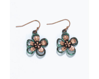 Earring Collection 3 By Periwinkle - Patina And Copper Flowers
