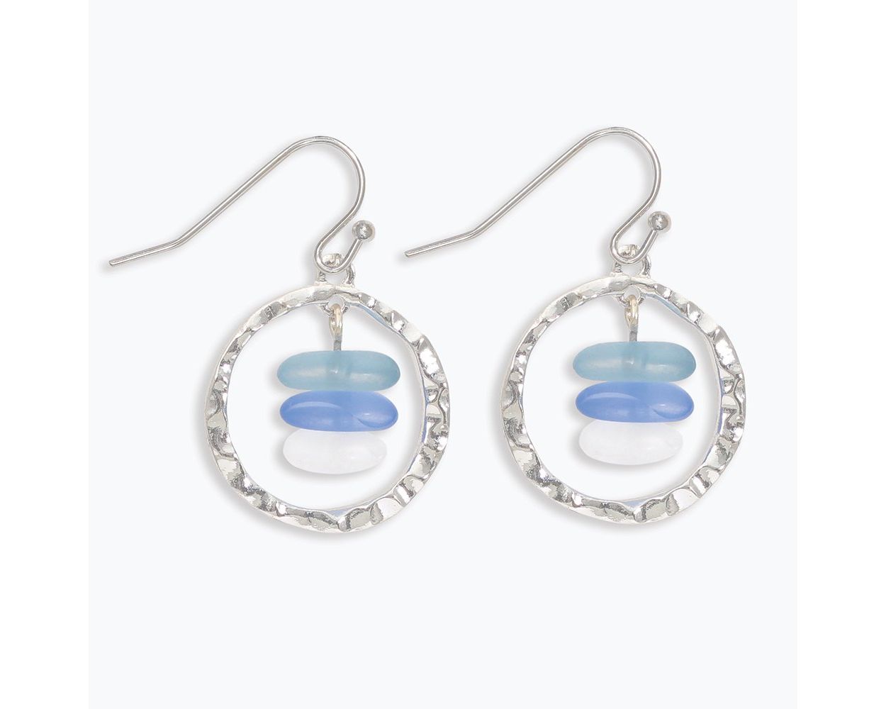 Earring Collection 3 By Periwinkle - Silver With Blue Sea Glass