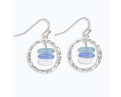Earring Collection 3 By Periwinkle - Silver With Blue Sea Glass