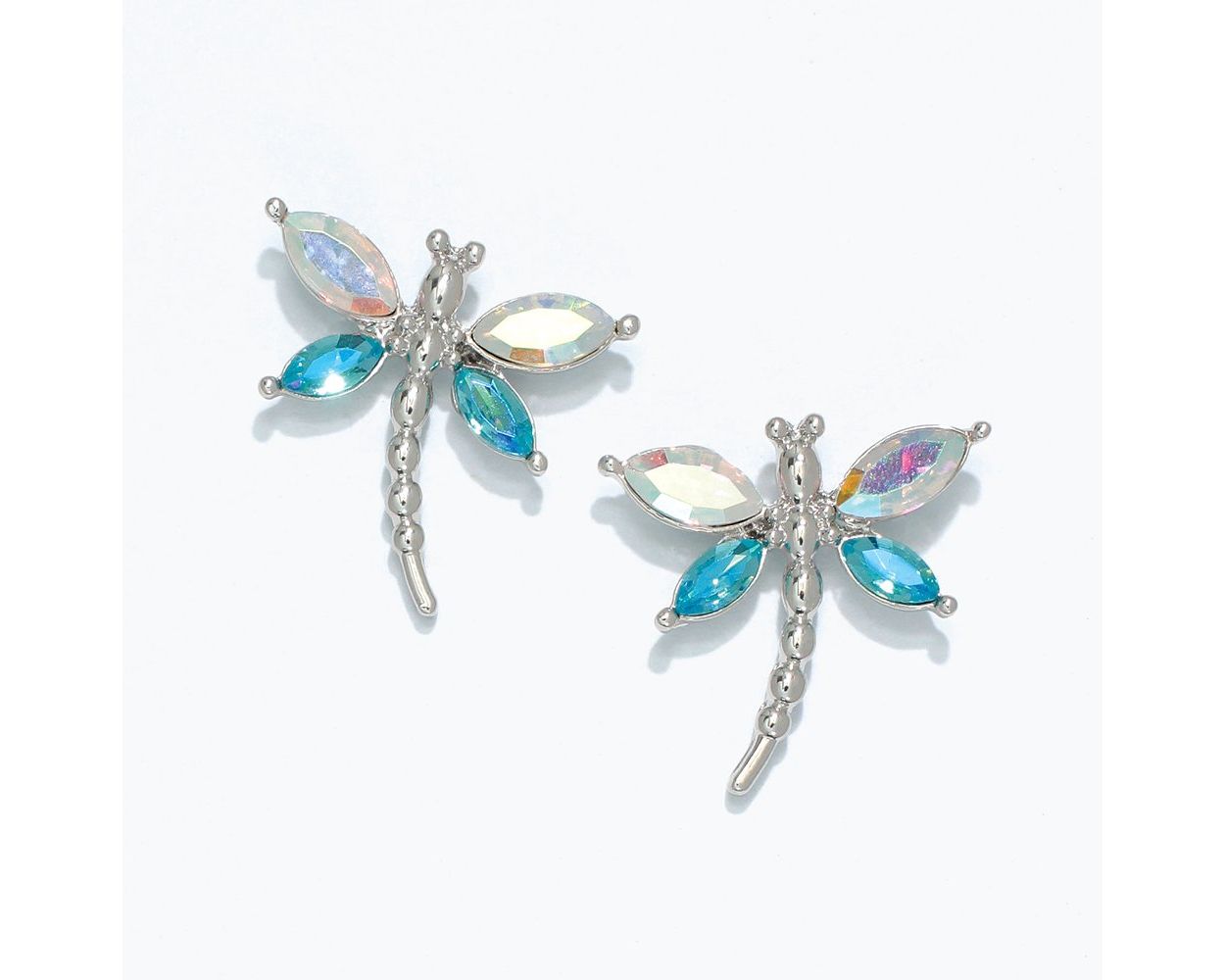 Earring Collection 3 By Periwinkle - clear AB & Aqua Dragonfly