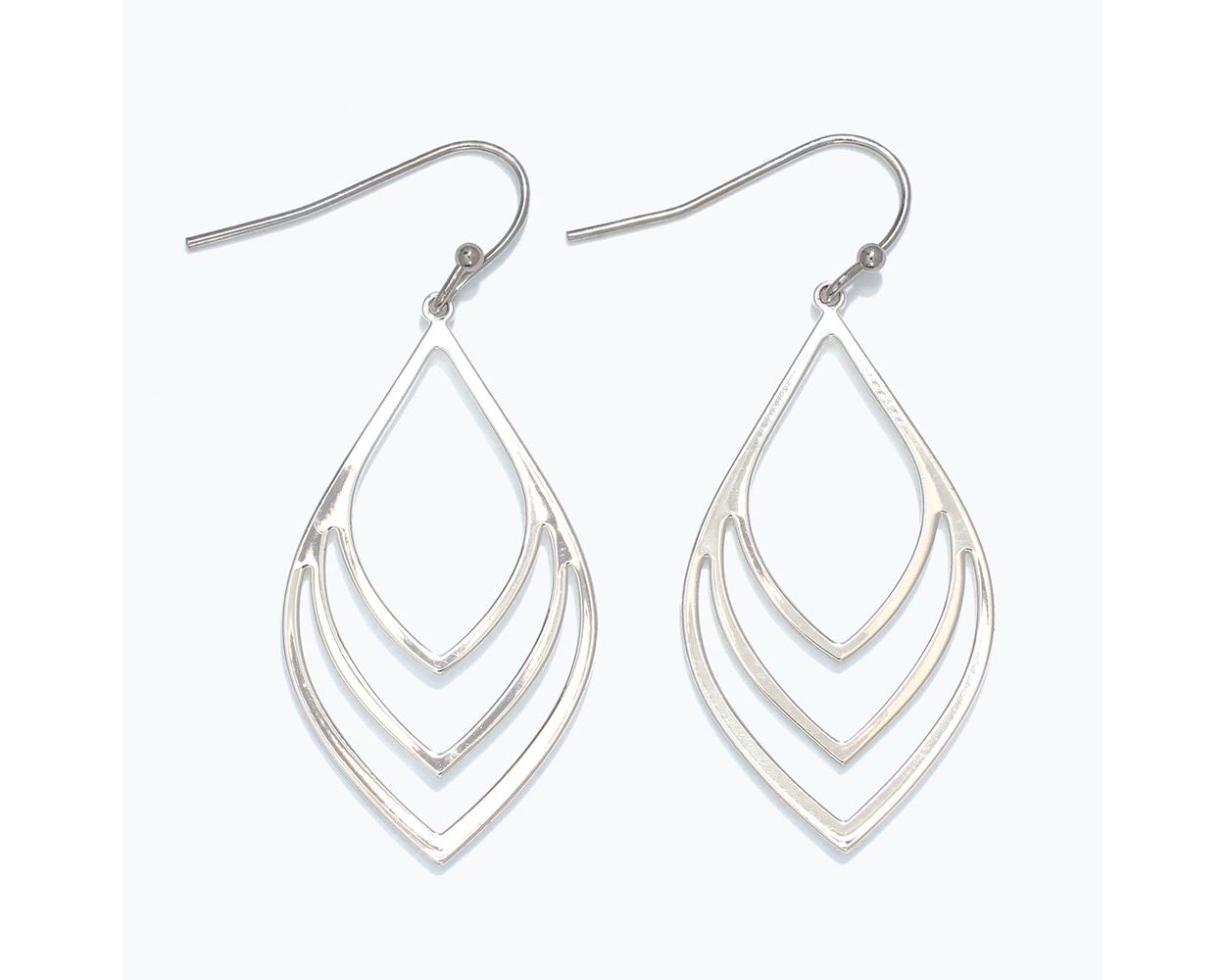 Earring Collection 3 By Periwinkle - Three-Tiered Silver Drops