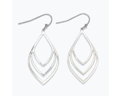 Earring Collection 3 By Periwinkle - Three-Tiered Silver Drops