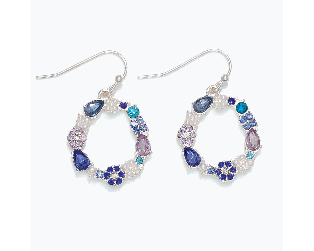 Earring Collection 3 By Periwinkle - Silver With Blue Crystals