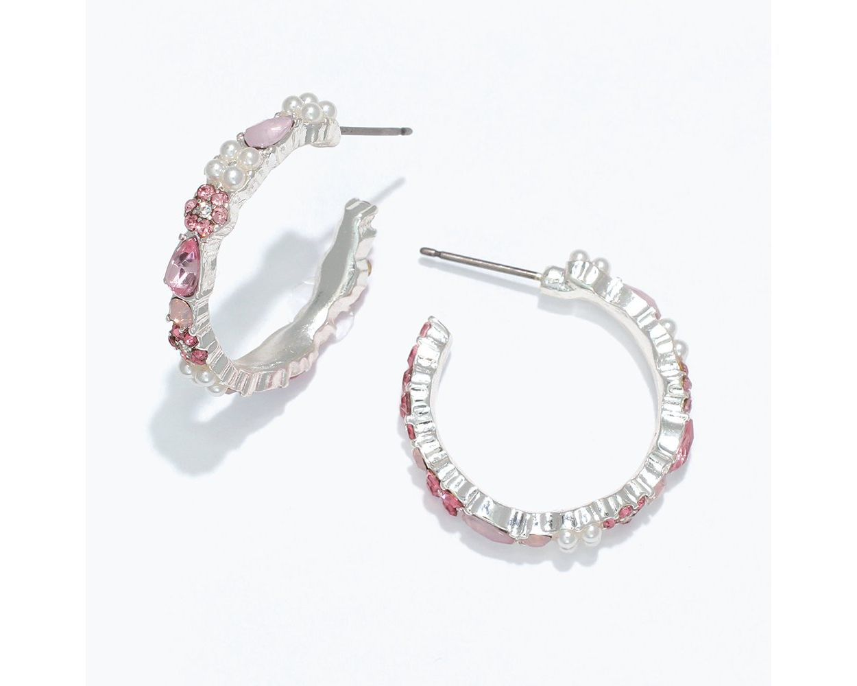 Earring Collection 3 By Periwinkle - Pink & Silver With Pearls