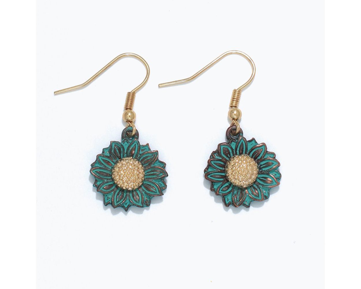 Earring Collection 3 By Periwinkle - Patina Daisy With Gold