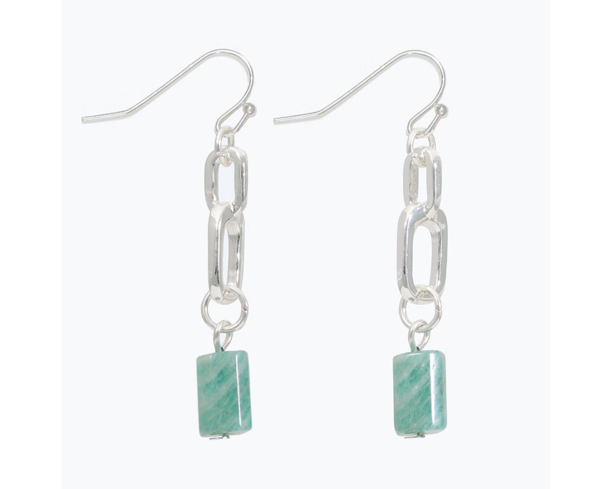 Earring Collection 3 By Periwinkle - Silver Links With Amazonite