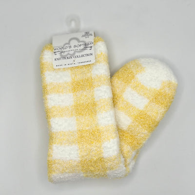 World's Softest Sock Knit Pickin' Collection - Yellow Check