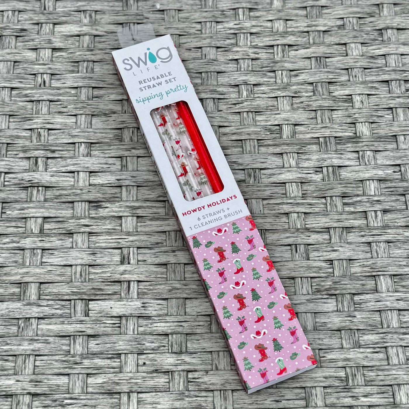 Swig Life Holiday Collection - Howdy Holidays + Red Glitter Reusable Straw Set