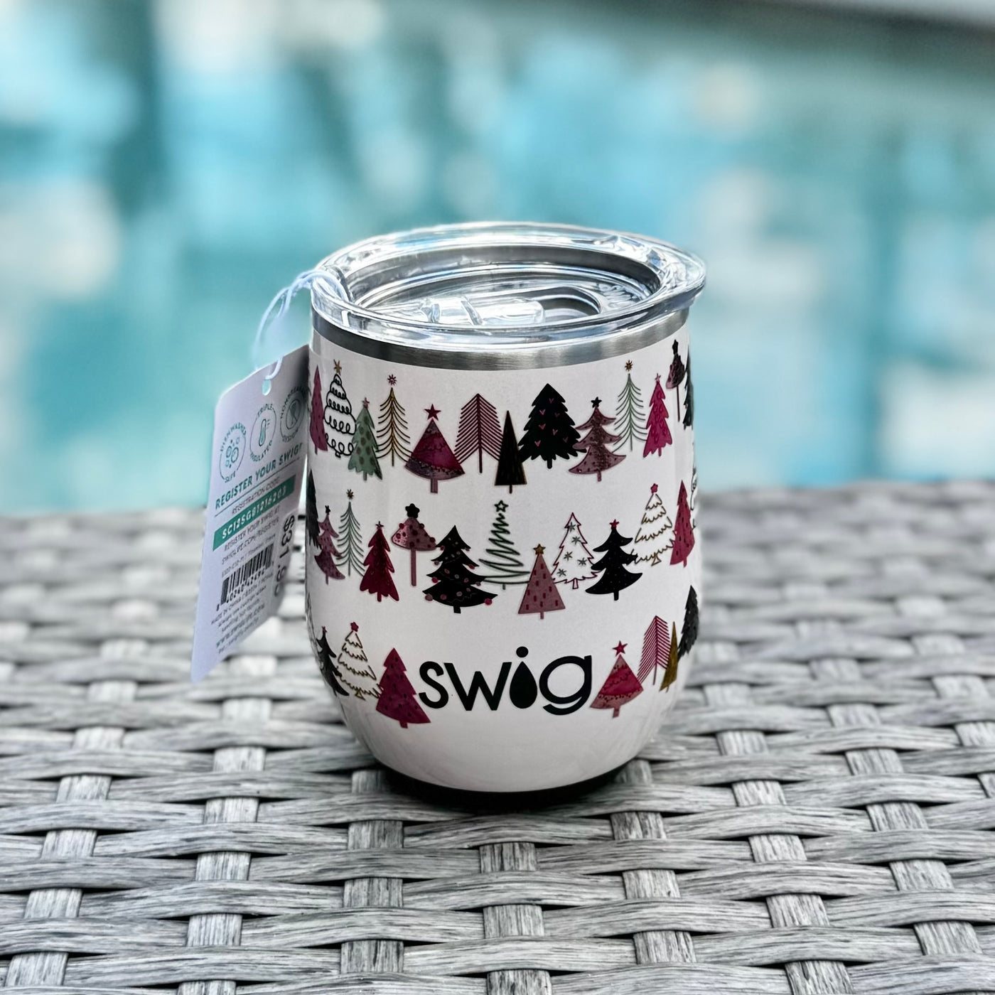 Swig Life Holiday Collection - Tinseled Trees Stemless Wine Cup