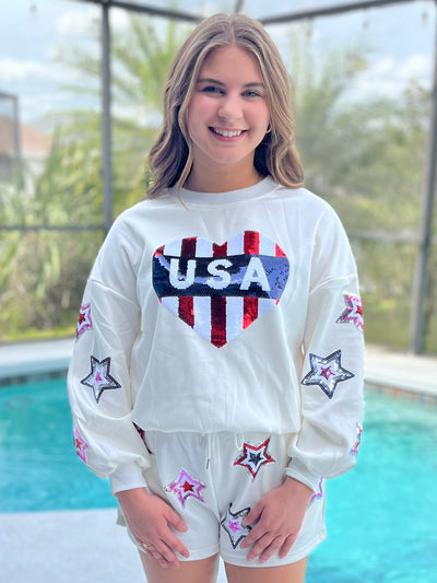 Sweatshirts By Simply Southern - Sequined USA Sweatshirt