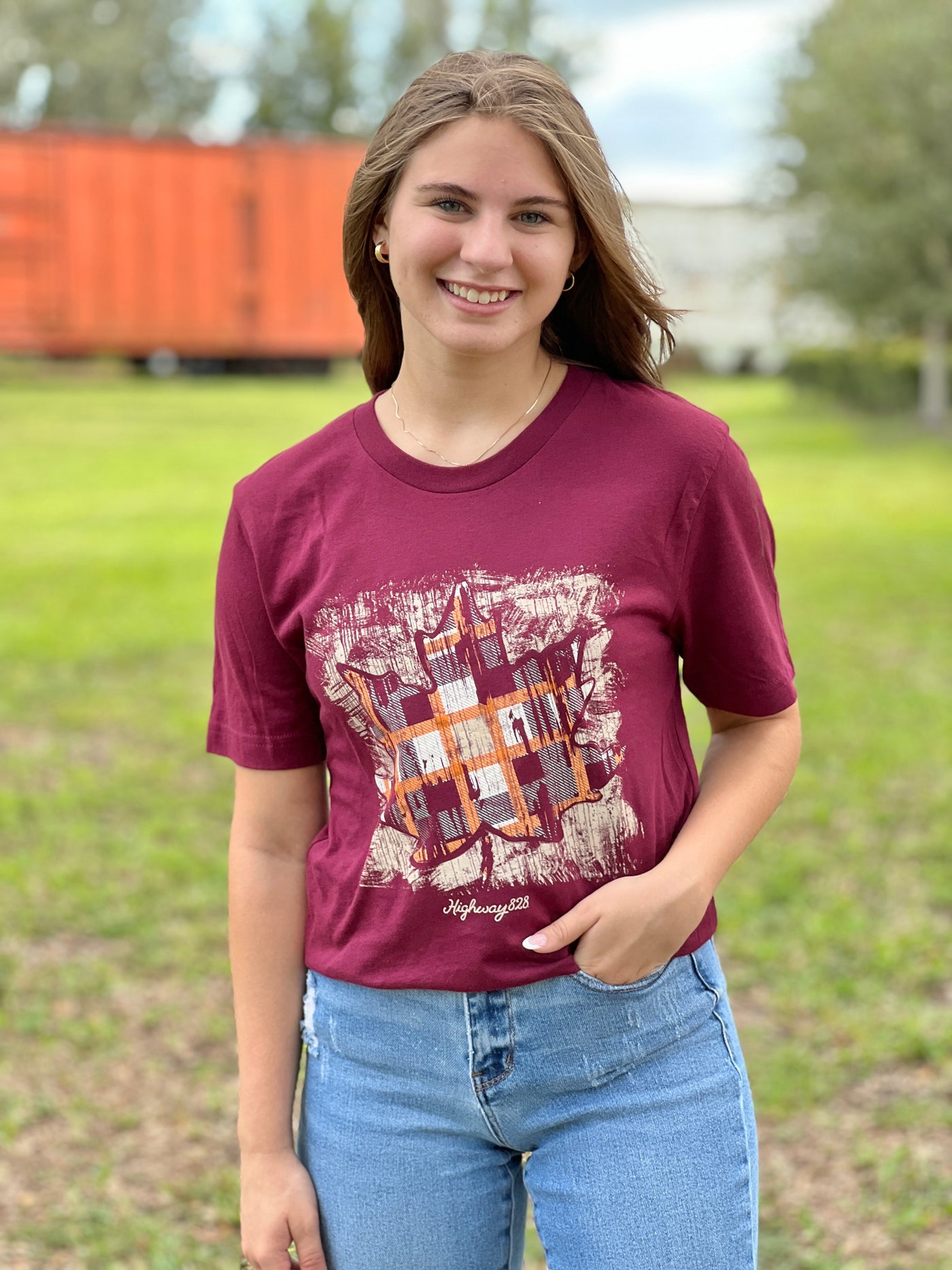 Fall Plaid Leaf Graphic Tee