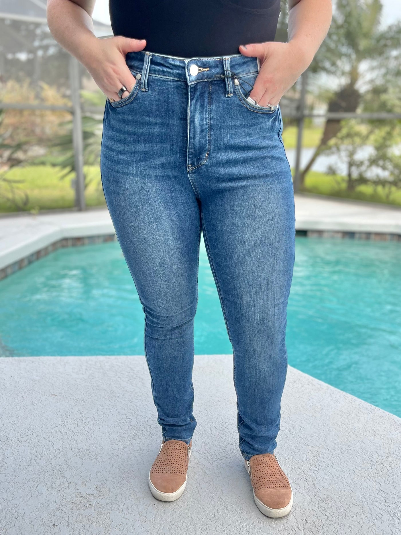 Control The Narrative Skinny Tummy Control Jeans By Judy Blue