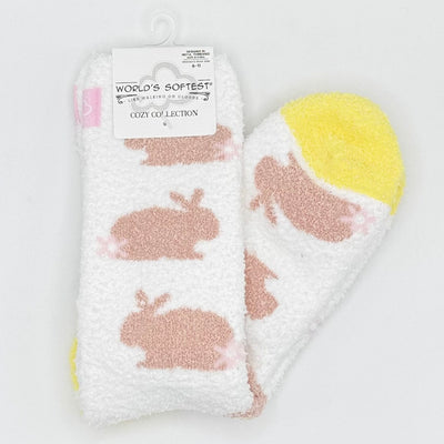 World's Softest Sock Cozy Collection - Chocolate Bunnies - Crew