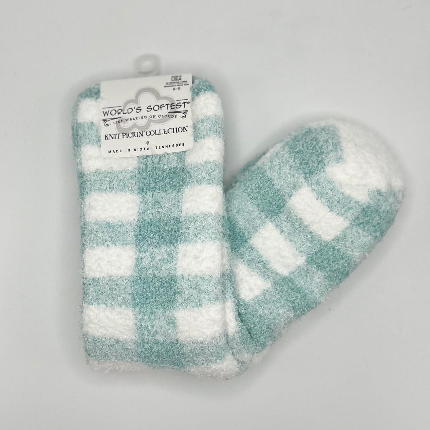 World's Softest Sock Knit Pickin' Collection - Turquoise Check