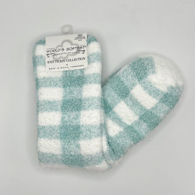 World's Softest Sock Knit Pickin' Collection - Turquoise Check