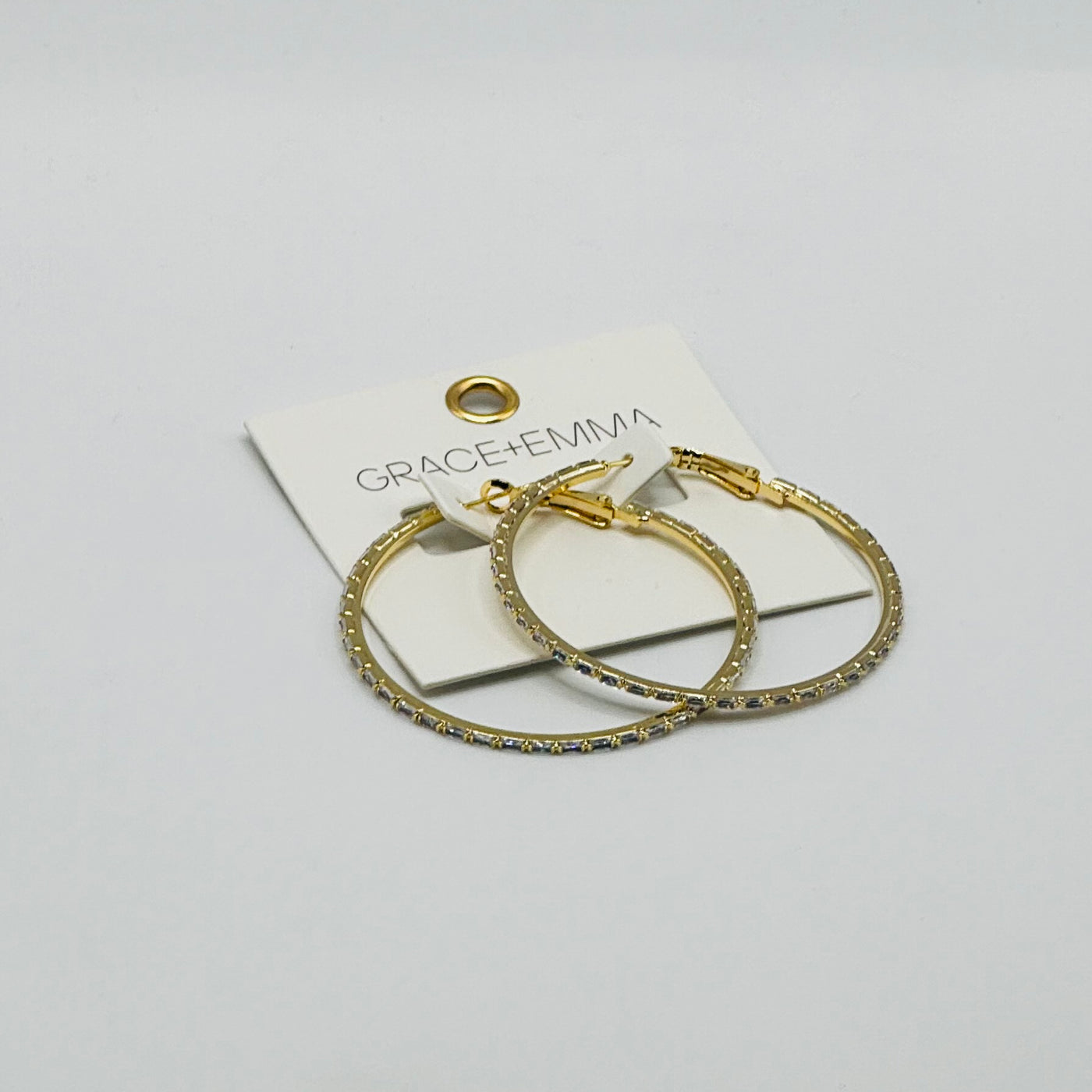 Jewelry By Southern Grace - Large Golden Hoops / Rectangular Gems
