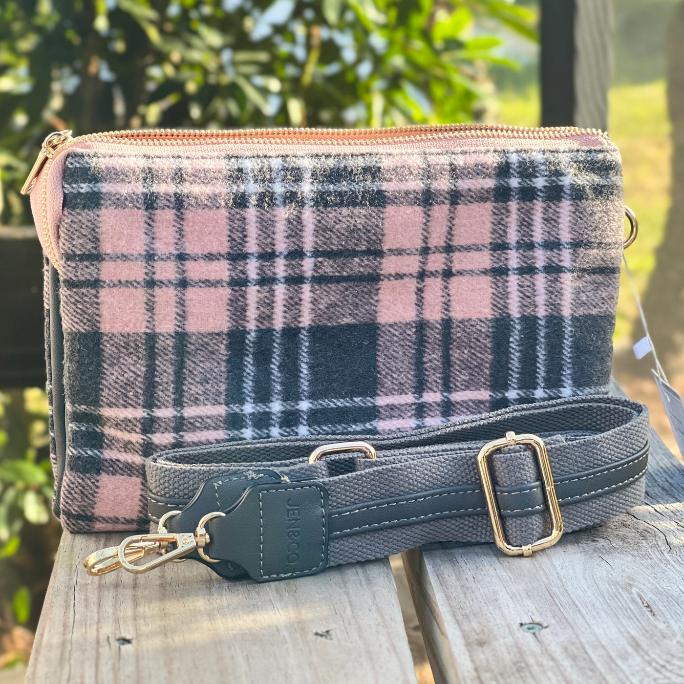 The Izzy Bag - Plaid - Grey/Pink