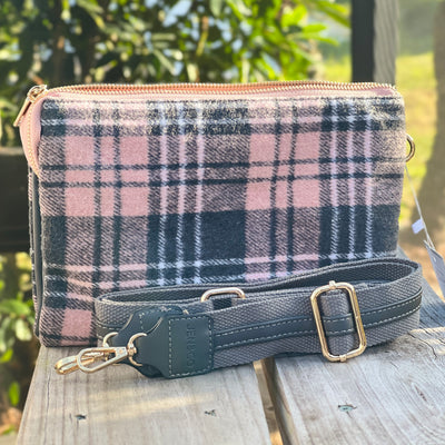 The Izzy Bag - Plaid - Grey/Pink