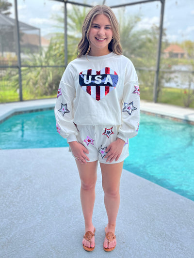 Sweatshirts By Simply Southern - Sequined USA Sweatshirt
