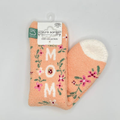World's Softest Sock Cozy Collection - Flower Mom - Crew