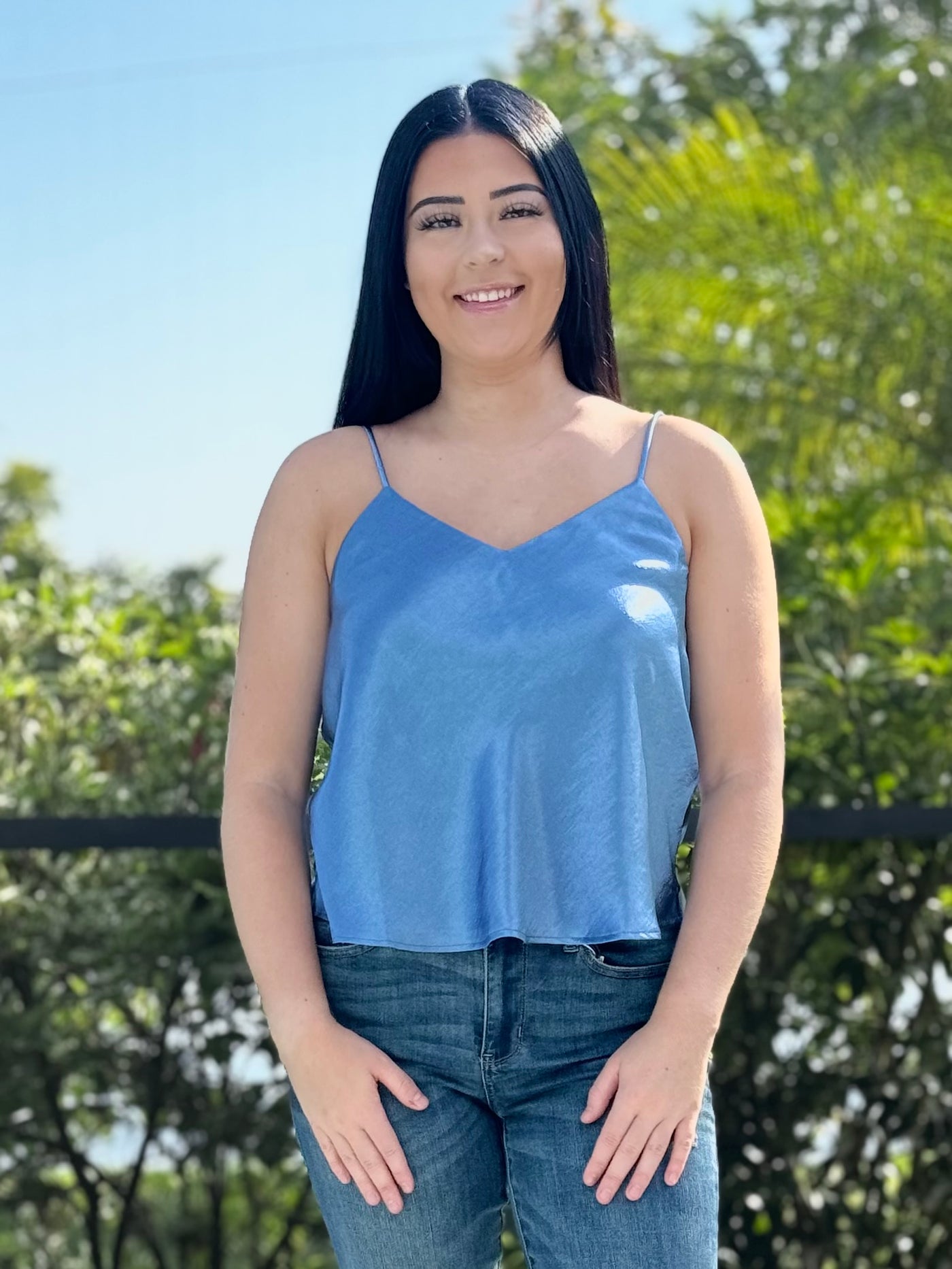 Shine Bright Cami - Gray Blue