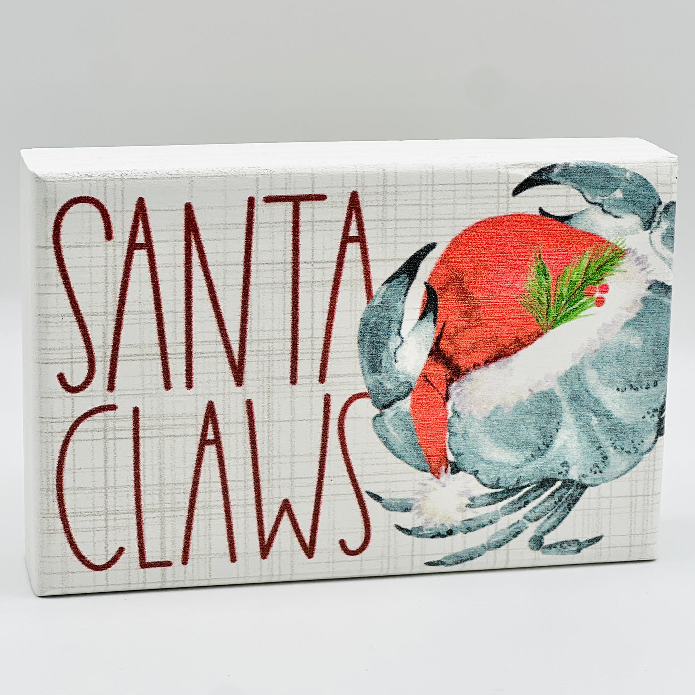Winter Holiday Decor By Sincere Surroundings - 3.5" x 5" - Santa Claws Crab