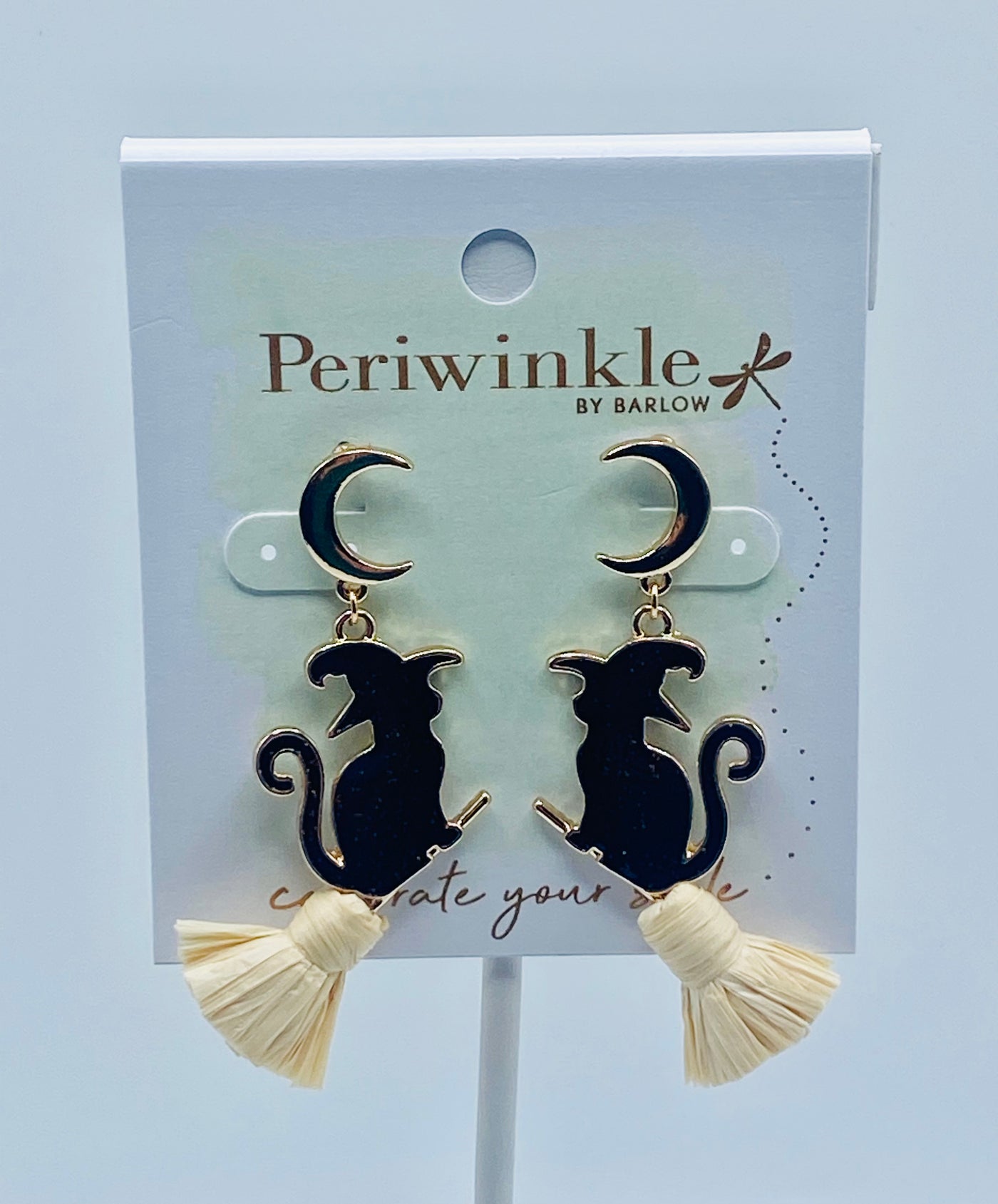 Spooktacular Earrings - Black Cats On Broom