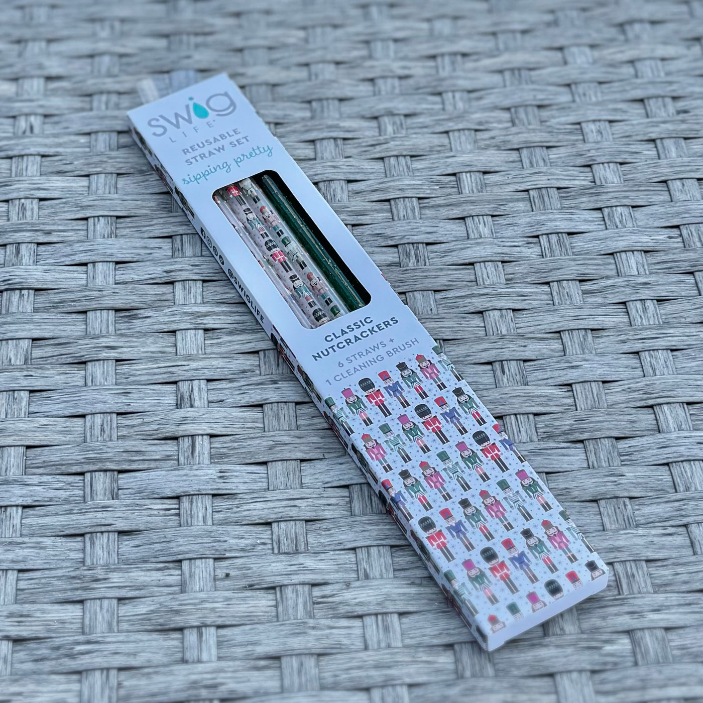 Swig Life Holiday Collection - Classic Nutcracker + Green Glitter Reusable Straw Set