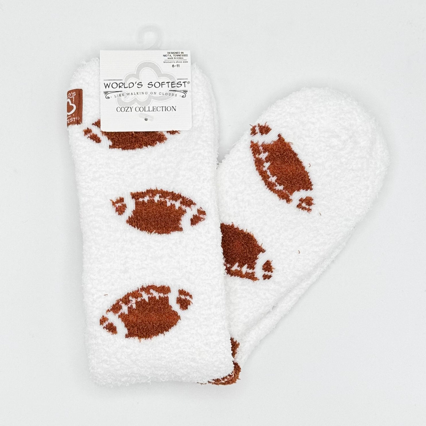 World's Softest Sock Cozy Collection - Footballs - Crew